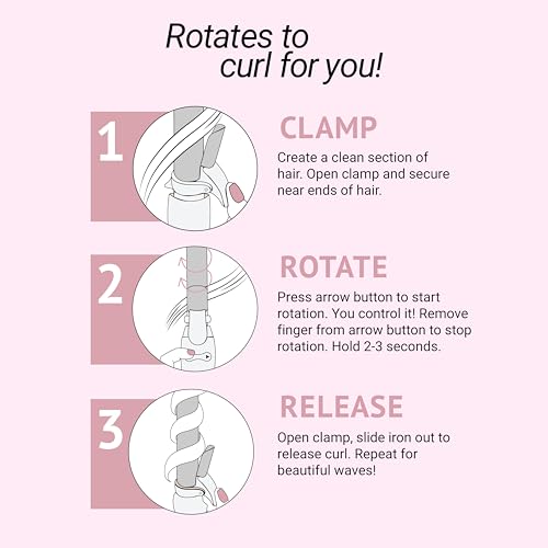 Beachwaver B1 Rotating Curling Iron - Automatic 1 Inch Ceramic Curling Iron - Easy-to-Use Spinning Wand for Long-Lasting Waves - Auto-Shut Off, Travel-Friendly, Dual Voltage (BW160) in Midnight Rose - Image 2
