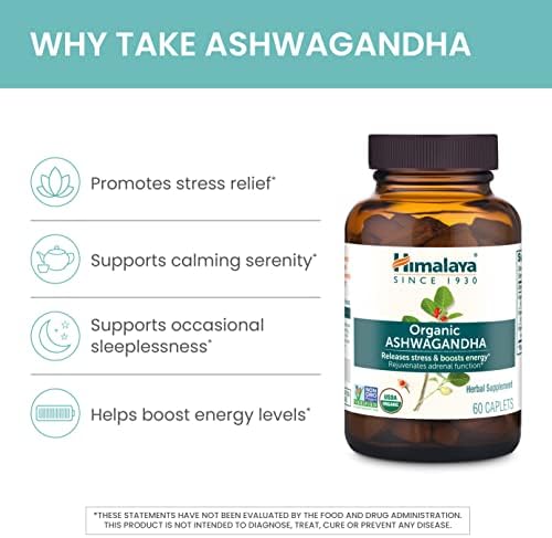 Himalaya Organic Ashwagandha, 120 Day Supply, Herbal Supplement for Stress Relief, Energy Support, Occasional Sleeplessness, USDA Organic, Non-GMO, Vegan, Gluten Free, 670 mg, 60 Caplets, 2 Pack - Image 4