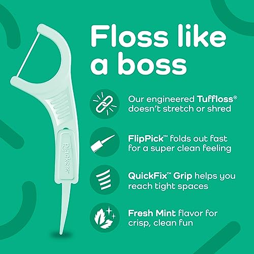 Plackers Micro Line Dental Floss Picks, Fold-Out FlipPick, Tuffloss, Easy Storage with Sure-Zip Seal, Fresh Mint Flavor, 300 Count - Image 4