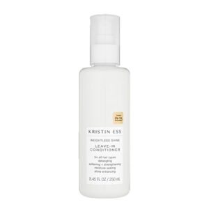 Kristin Ess Castor Oil Leave In Conditioner Spray for Curly, Dry + Damaged Hair - Anti-Frizz Moisturizing Deep Conditioner - Volume + Repair - Color Safe Women's Styling Product - Pear Fragrance