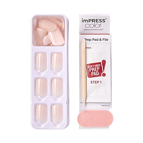 KISS imPRESS No Glue Mani Press On Nails, Color, 'Point Pink', Pink, Short Size, Squoval Shape, Includes 30 Nails, Prep Pad, Instructions Sheet, 1 Manicure Stick, 1 Mini File - Image 8