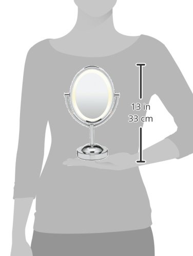Conair Lighted Makeup Mirror, LED Vanity Mirror, 1X/7X Magnifying Mirror, Double Sided, Corded in Polished Chrome - Image 7