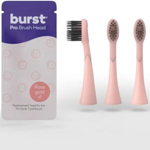 BURST Pro Sonic Toothbrush Heads - Genuine BURST Pro Electric Toothbrush Replacement Heads - Soft Bristles for Deep Clean, Stain & Plaque Removal - 3-Pack Rose Gold