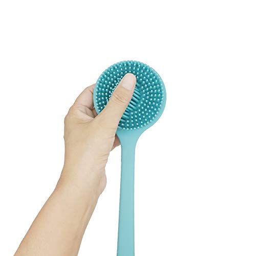DNC Soft Silicone Back Scrubber Shower Bath Body Brush with Long Handle (Blue) - Image 3