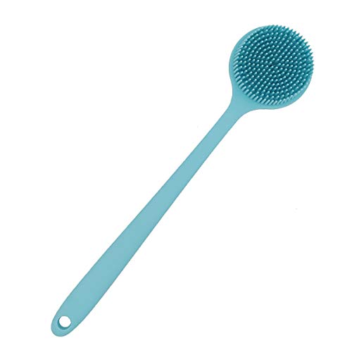 DNC Soft Silicone Back Scrubber Shower Bath Body Brush with Long Handle (Blue) - Image 2