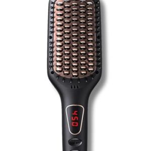 MEGAWISE Pro Ceramic Ionic Hair Straightener Brush for Home Salon | MCH Fast 20s Heating Tech with Auto-Off Safety | Anti-Scald with Universal Dual Voltage | Rotatable Power Cord