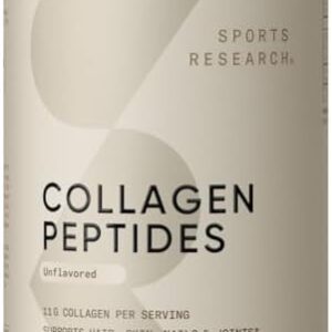 Sports Research Collagen Peptides for Women & Men - Hydrolyzed Type 1 & 3 Collagen Powder Protein Supplement for Healthy Skin, Nails, Bones & Joints - Easy Mixing Vital Nutrients & Proteins