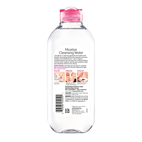Garnier Micellar Water, Hydrating Facial Cleanser & Makeup Remover, Suitable for Sensitive Skin, Vegan, Cruelty Free, 13.5 Fl Oz (400mL), 1 Count - Image 2