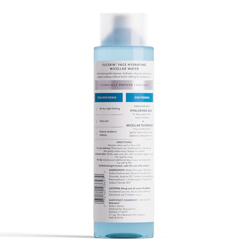 Eucerin Face Gentle Cleansing Hydrating Micellar Water, Face Cleanser and Makeup Remover with Hyaluronic Acid, 13.5 Fl Oz Bottle - Image 13