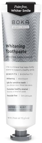 Boka Fluoride Free Toothpaste - Nano Hydroxyapatite, Remineralizing, Sensitive Teeth, Whitening - Dentist Recommended for Adult, Kids Oral Care - Refresh Mint Flavor, 4 Fl Oz 1Pk