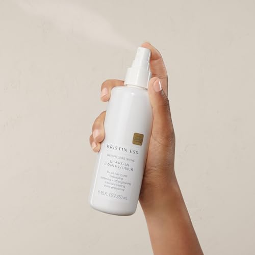 Kristin Ess Castor Oil Leave In Conditioner Spray for Curly, Dry + Damaged Hair - Anti-Frizz Moisturizing Deep Conditioner - Volume + Repair - Color Safe Women's Styling Product - Pear Fragrance - Image 6