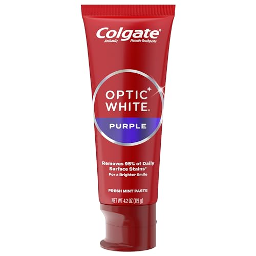 Colgate Optic White Purple Toothpaste for Teeth Whitening, Teeth Whitening Toothpaste with Fluoride, Helps Remove Surface Stains and Polishes Teeth, Enamel-Safe for Daily Use, Mint, 3 Pack, 4.2 oz - Image 7