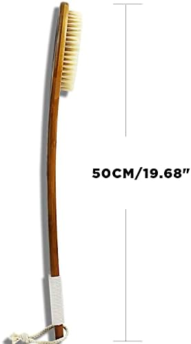 ICANdOIT-19.68Inch Natural Boar Bristles Anti-Slip Extra Long Handle Bath Brush,Bent Handle Shower Scrubber for Exfoliating,Shower Back Brush,Exfoliation Set with Pumice Stone (1 Pack) - Image 4