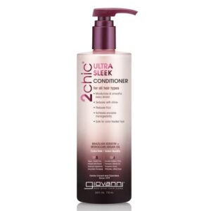 GIOVANNI 2chic Ultra-Sleek Conditioner - Brazilian Phyto-Keratin & Moroccan Argan Oil, Anti-Frizz Formula, Coconut, Shea Butter, Pro-Vitamin B5, Color Safe, Paraben Free - 24 oz