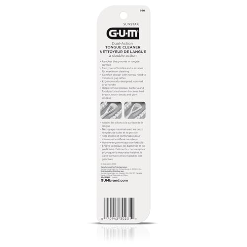 GUM Tongue Cleaner - Dual Action Soft Bristled Tongue Brush with Tongue Scraper for Better Oral Hygiene - Bad Breath Treatment (6pk) - Image 6