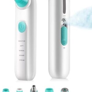 kingdo 3 in 1 Microdermabrasion Machine, Blackhead Remover Vacuum & Nano Face Mist, Hydrate, Exfoliate Skin with 5 Diamond Tips & 5 Suction for Dead Skin, Whitehead, Dark Spot for Skin Care