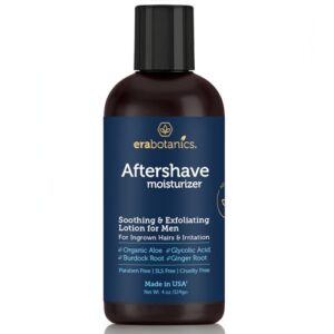Era Organics Aftershave for Men - Soothing and Moisturizing After Shave Lotion for Men Made in the USA - Exfoliating Ingrown Hair Serum for Bumps and Irritation with Ginger Root and Burdock Root