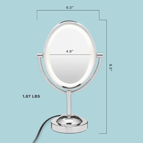 Conair Lighted Makeup Mirror, LED Vanity Mirror, 1X/7X Magnifying Mirror, Double Sided, Corded in Polished Chrome - Image 6