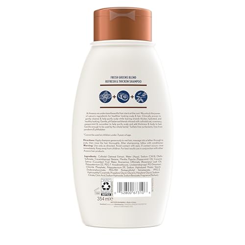 Aveeno Fresh Greens Blend Natural Volumizing Shampoo, Cucumber, Rosemary, for Fine Hair, 12 fl oz - Image 8
