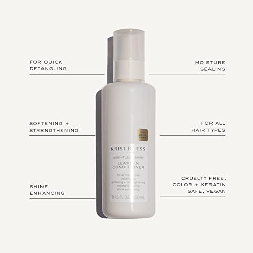 Kristin Ess Castor Oil Leave In Conditioner Spray for Curly, Dry + Damaged Hair - Anti-Frizz Moisturizing Deep Conditioner - Volume + Repair - Color Safe Women's Styling Product - Pear Fragrance - Image 3