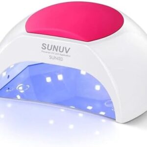 SUNUV SUN2C 48W UV Light for Nails,UV LED Nail Lamp with 4 Timer Settings,LED Nail Light Compatible with All Gel Types, Quick Drying Nail Dryer Pink