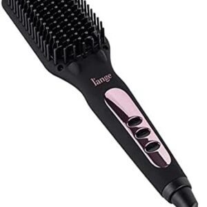 L'ANGE HAIR Le Vite Hair Straightener Brush | Heated Hair Straightening Ceramic Flat Iron for Smooth, Anti Frizz Hair | Dual-Voltage Electric | Hot Brush for Styling (Black)