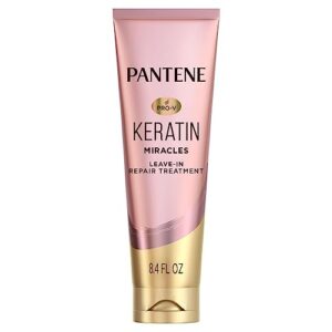 Pantene Keratin Leave-In Conditioner with Argan Oil, Protein Treatment for Dry, Damaged & Color-Treated Hair, Repairs Split Ends & Protects from Damage, Formaldehyde-Free, 8.4 Fl Oz