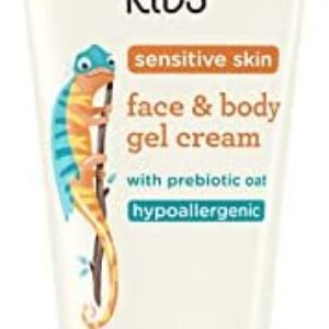 Aveeno Kids Sensitive Skin Face & Body Gel Cream with Prebiotic Oat, Clinically Proven 24 Hour Hydration for Soft Skin, Quick Drying and Lightweight, Hypoallergenic, 8 oz.