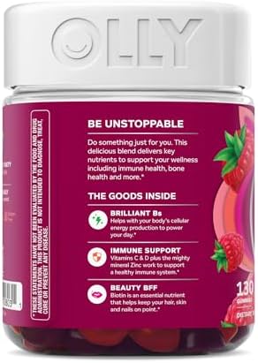 OLLY Women's Multivitamin Gummy, Vitamins A, D, C, E, Biotin, Folic Acid, Adult Chewable Vitamin, Berry Flavor, 65 Day Supply - 130 Count (Packaging May Vary) - Image 9