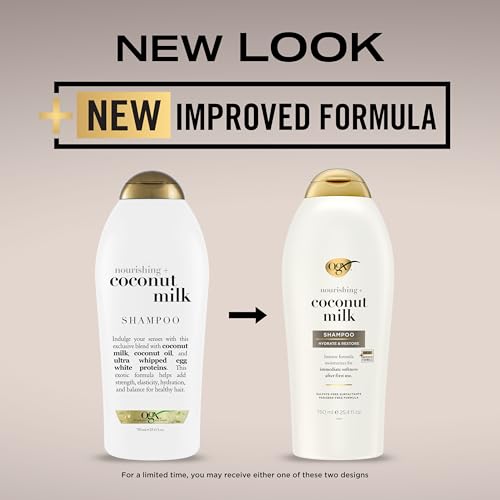 OGX Nourishing + Coconut Milk Shampoo, Hydrating & Restoring Shampoo Moisturizes for Soft Hair After the First Use, Paraben-Free, Sulfate-Free Surfactants, 25.4 fl. oz - Image 2