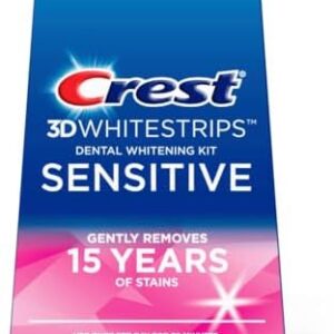 Crest 3D Whitestrips Sensitive At-Home Teeth Whitening Kit, 18 Treatments, Gently Removes 15 Years of Stains, Crest Whitestrips, Teeth Whitening Kit
