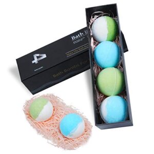 Bath Bombs Gift Set for Men, Large Organic Bath Bombs, Bubble & Spa Bath Bombs, Handmade Essential Oil Natural Ingredients Relaxing Scents, Stocking Stuffers Gifts for Him, Father (4pack)