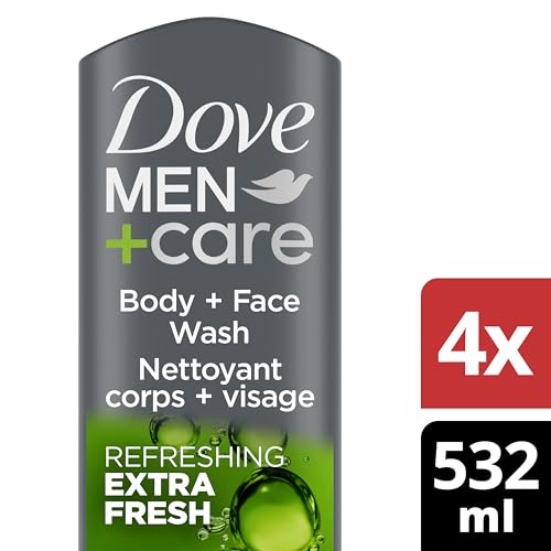 Dove Men+Care Body Wash Extra Fresh 4 Count for Men's Skin Care Body Wash Effectively Washes Away Bacteria While Nourishing Your Skin 18 oz - Image 2