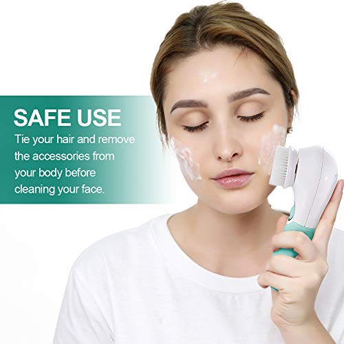 Facial Cleansing Brush Electric Facial Exfoliating Massage Brush with 3 Cleanser Heads and 2 Speeds Adjustable for Deep Cleaning, Removing Blackhead, Face Massaging - Image 6