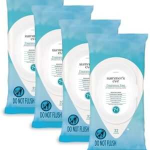 Summer's Eve Fragrance Free Gentle Daily Feminine Wipes, Removes Odor, pH balanced, 32 Count, 4 Pack