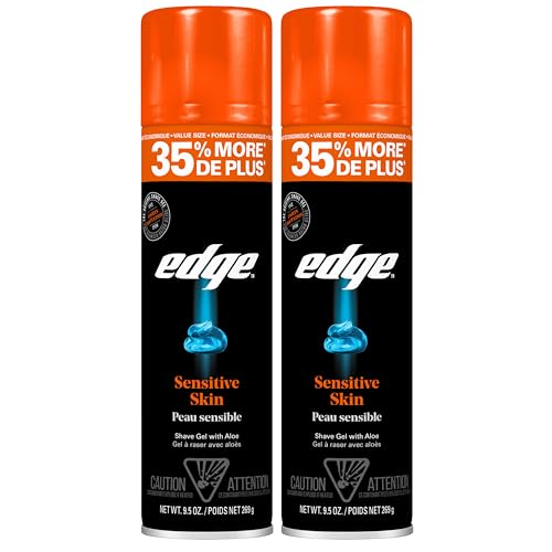 Edge Shaving Gel for Men, 9.5oz, 2 Pack Mens Shave Gel with Aloe, Mens Shaving Cream, Sensitive Skin Shave Gel - Moisturizes, Protects, and Soothes