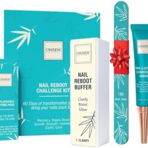 Onsen Secret Nail Care Kit - Japanese Nail Buffer and Shine Kit - Strengthening & Shining - Spa-Quality Manicure - Organic Ingredients - Long-Lasting Shine - Easy & Safe - w/Cuticle Care Serum - 1pk