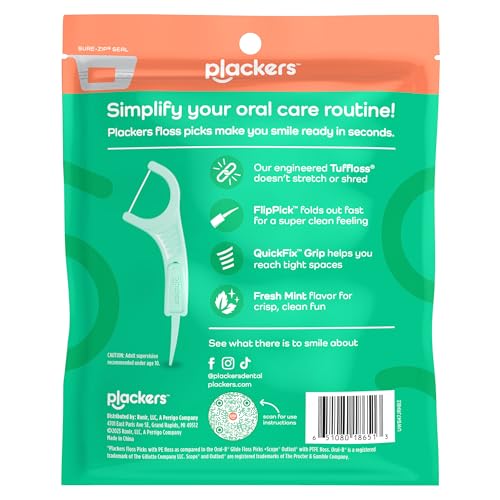 Plackers Micro Line Dental Floss Picks, Fold-Out FlipPick, Tuffloss, Easy Storage with Sure-Zip Seal, Fresh Mint Flavor, 150 Count - Image 2