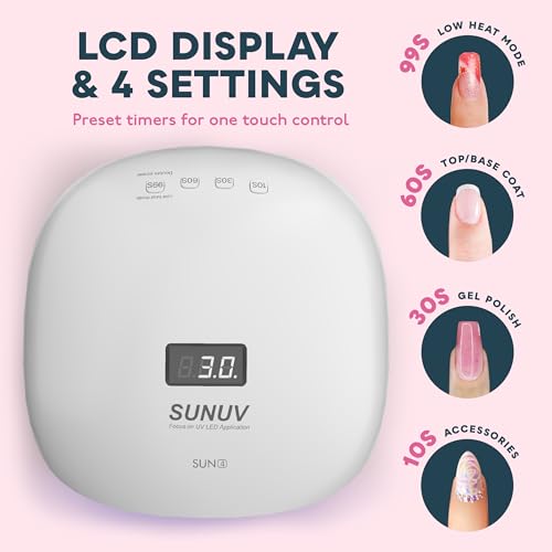 SUNUV SUN4 48W UV LED Nail Lamp, UV Light for Nails, LED UV Lamp for Gel Nails with 4 Timer Settings, Nail Dryer for Gel Polish for Home Salon Black - Image 3