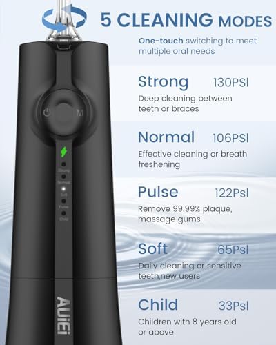 Water Flosser Teeth Pick: 9 Jet Tips Cordless Oral Irrigator with 300ML, 5 Modes Portable Power Dental Flossers, IPX7 Waterproof Rechargeable Electric Waterflosser Machine for Home Travel, Black - Image 5