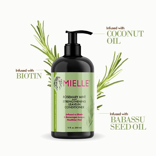 Mielle Organics Rosemary Mint Strengthening Leave-In Conditioner, Supports Hair Strength, Smooth Conditioner for Dry and Crinkled Hair, Weightless Hair Treatment - Image 3