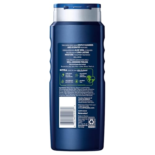 NIVEA MEN Maximum Hydration Body Wash with Aloe Vera, Long-Lasting Hydrating Body Wash for Men, 3 Pack of 16.9 Fl Oz Bottles - Image 15