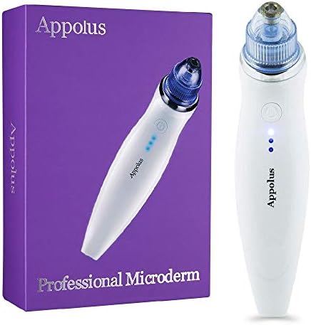 Microdermabrasion Machine - Appolus Premium Diamond Microdermabrasion Anti-Aging SkinTightening Device - 2 Diamond Tips - 5 Heads - Blackhead Blemishes Remover - Pore Line Wrinkle Sagging Minimizer