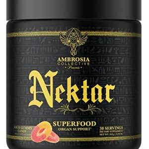 Ambrosia Nektar - Superfood Powder | Complete Health Supplement | Organ Support - Liver, Heart, Kidney Health | 30 Servings (Sour Gummy Candy)