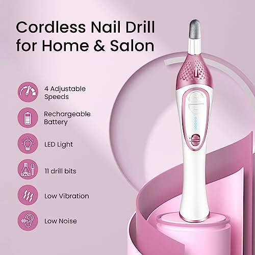36-Piece Professional Manicure Pedicure Kit-Cordless Electric Nail File Kit,20000RPM, 11Pcs Bits,4 Speed,Rechargeable Pedicure Tool for Feet,Hand Foot Care Nail Drill Tool for Nail Grind Trim Polish - Image 2