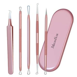 MelodySusie Blackhead Remover Pimple Popper Tool Kit - Professional Extractor for Nose and Face, Stainless Comedone, Blemish Whitehead Popping with Portable Metal Case.