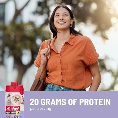 SlimFast Protein Shake with Caffeine, Caramel Macchiato- 20g Protein, Meal Replacement Shakes, High Protein with Low Carb and Low Sugar, 24 Vitamins and Minerals, (Pack of 12) - Image 5