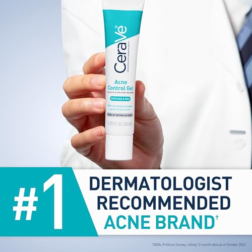CeraVe Acne Control Gel, 2% Salicylic Acid Acne Treatment With Glycolic Acid + Lactic Acids + Niacniamide, Acne Gel Helps Clear Acne Blemishes Without Over Drying, Alcohol Free & Oil Free, 1.35 Fl Oz - Image 5