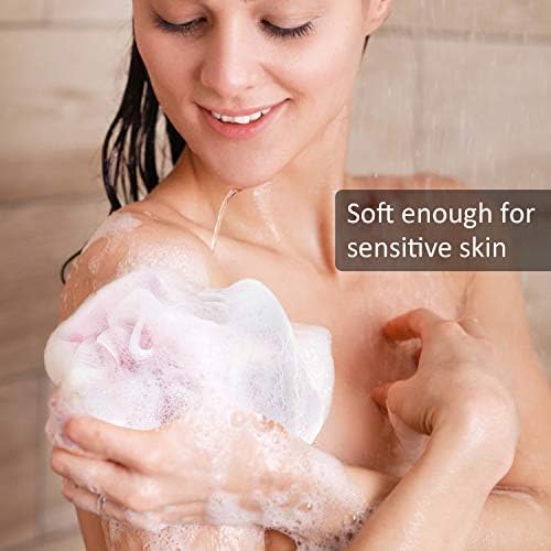 Loofah Bath Sponge Luffa Loofa Body Scrubber Soft Mesh Pouf Wash Puff Shower Puff Shower Ball Exfoliating Shower Sponge Pack of 4 (60g/pcs) - Image 2