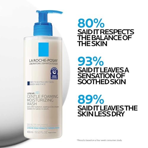 La Roche-Posay Lipikar AP+ Gentle Foaming Moisturizing Wash | Shea Butter + Niacinamide + Glycerin | Moisturizing Body Wash & Face Wash For Dry Skin | National Eczema Association Accepted | Soap Free - Image 4
